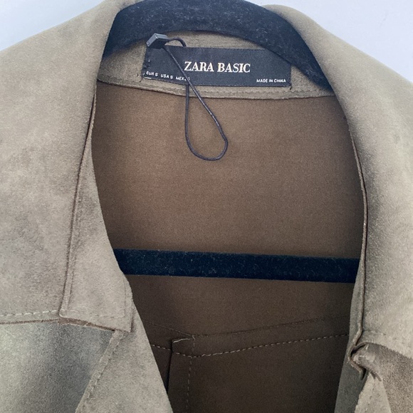 Zara size small forest green suede trench coat - Picture 3 of 5